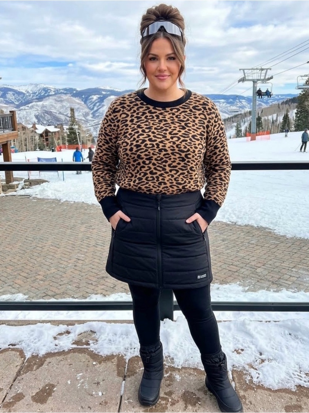 Marled Animal Print Sweater Size 3X Top Womens Fall Winter